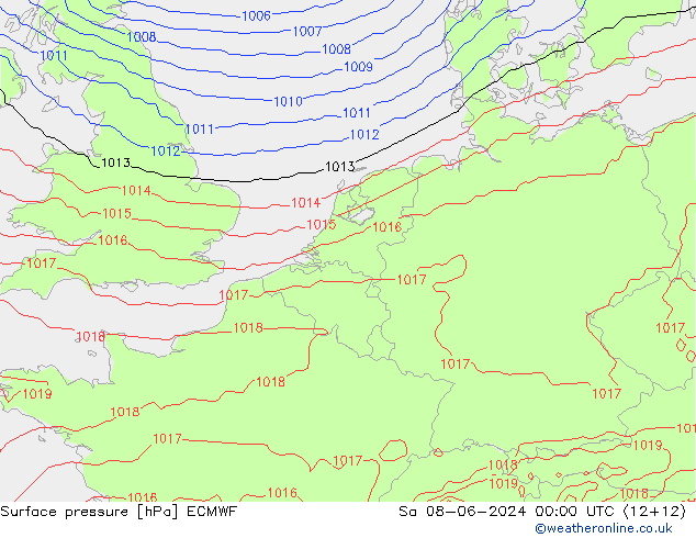 pressão do solo ECMWF Sáb 08.06.2024 00 UTC