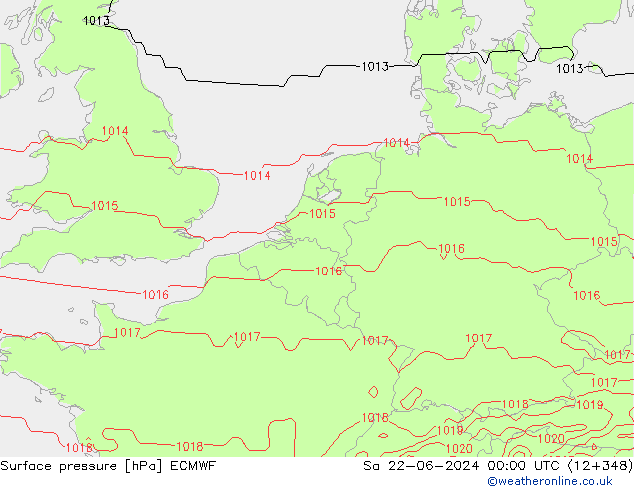 pressão do solo ECMWF Sáb 22.06.2024 00 UTC