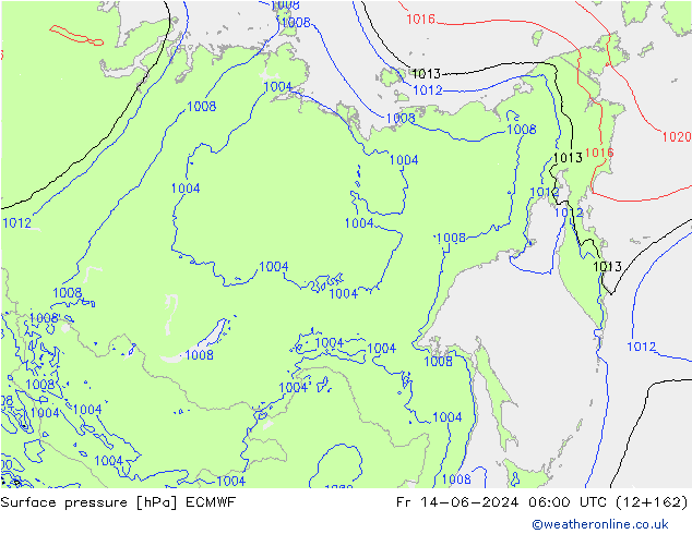 Yer basıncı ECMWF Cu 14.06.2024 06 UTC