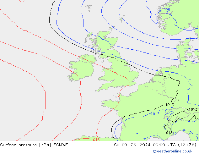 pressão do solo ECMWF Dom 09.06.2024 00 UTC