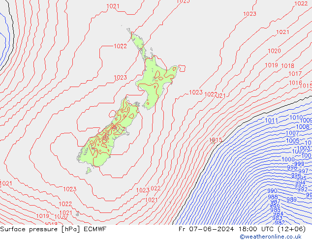 Atmosférický tlak ECMWF Pá 07.06.2024 18 UTC