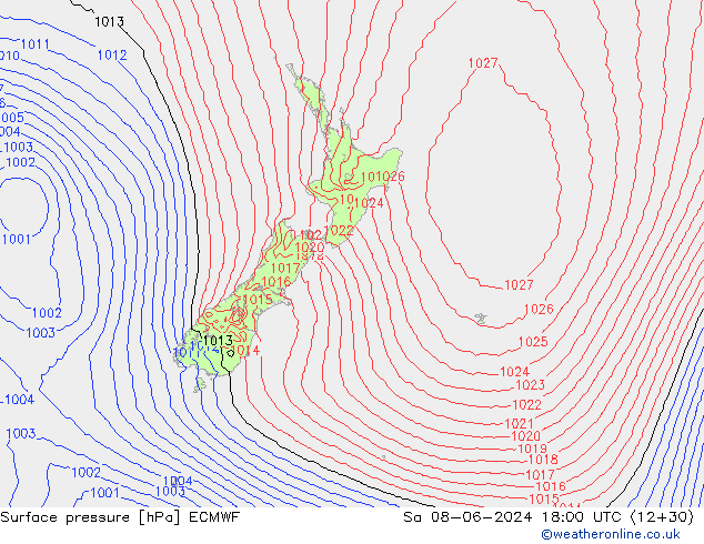 pressão do solo ECMWF Sáb 08.06.2024 18 UTC