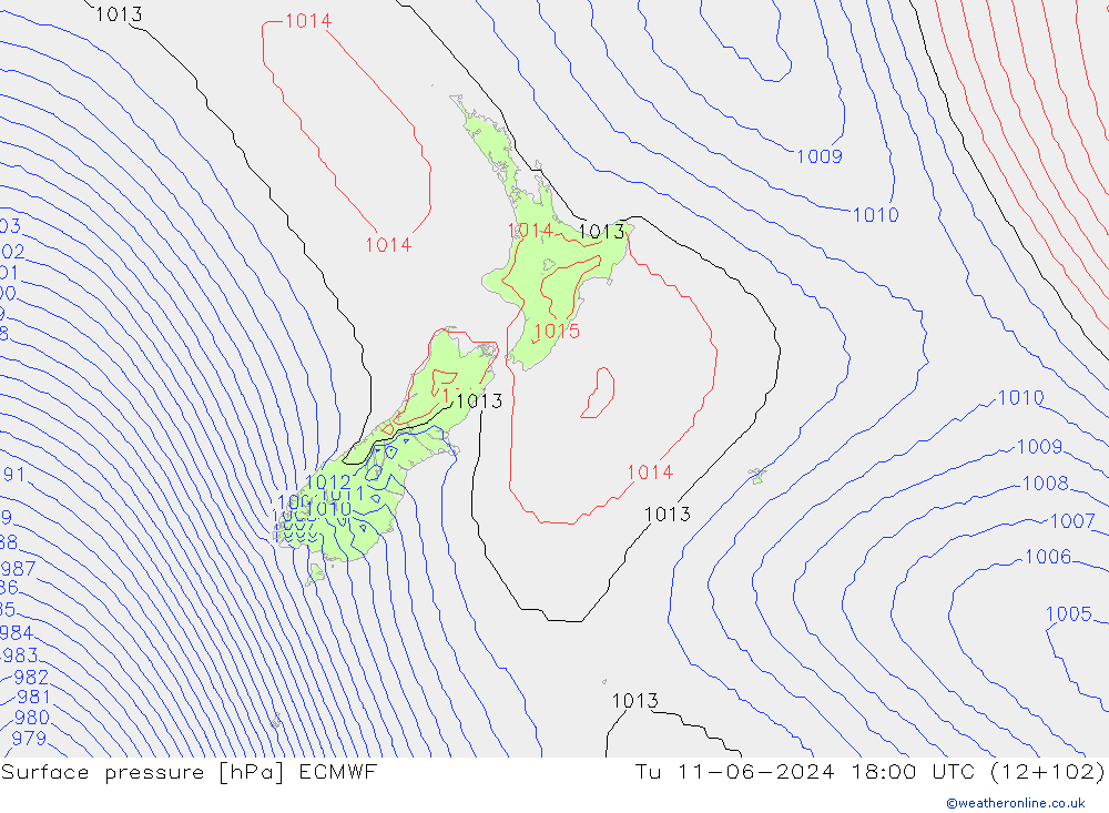 приземное давление ECMWF вт 11.06.2024 18 UTC