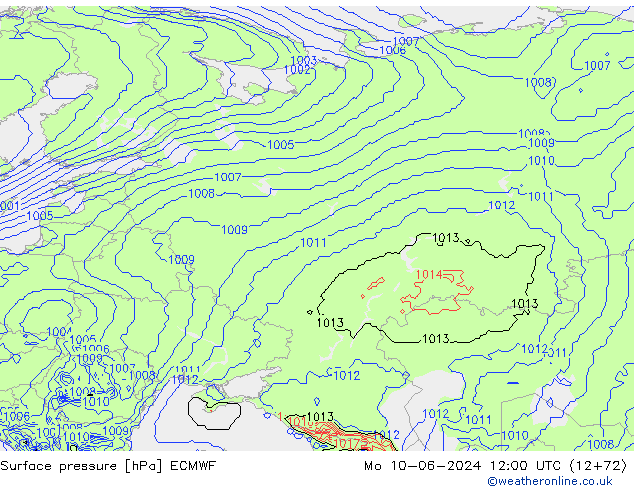 Bodendruck ECMWF Mo 10.06.2024 12 UTC