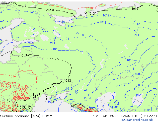 Atmosférický tlak ECMWF Pá 21.06.2024 12 UTC