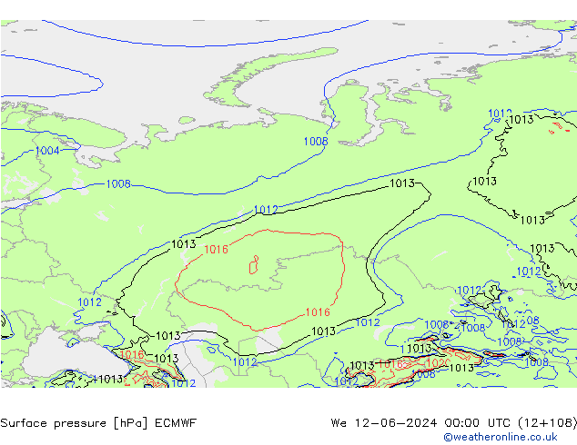 pressão do solo ECMWF Qua 12.06.2024 00 UTC
