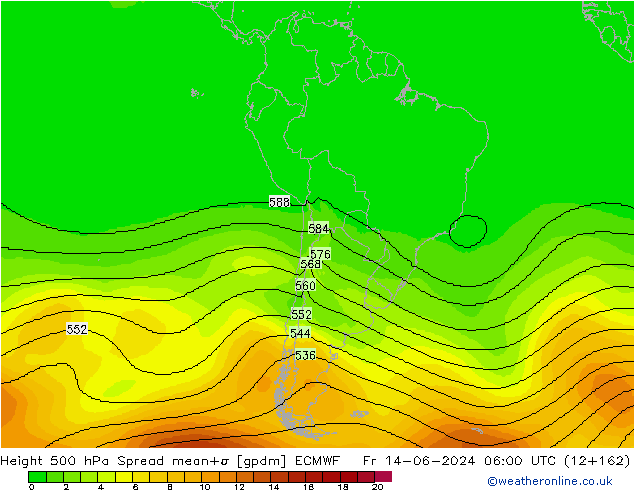 Height 500 hPa Spread ECMWF Fr 14.06.2024 06 UTC