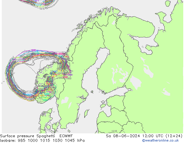 ciśnienie Spaghetti ECMWF so. 08.06.2024 12 UTC