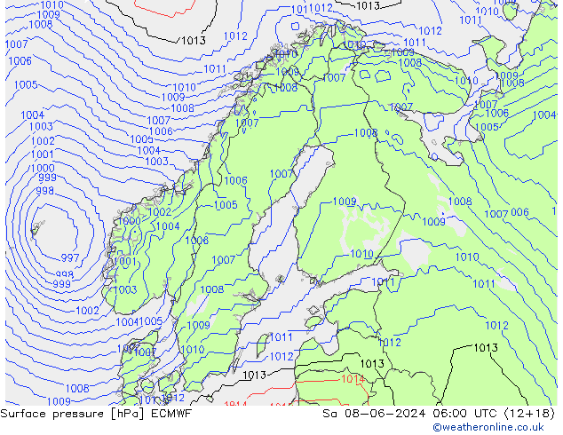 pression de l'air ECMWF sam 08.06.2024 06 UTC