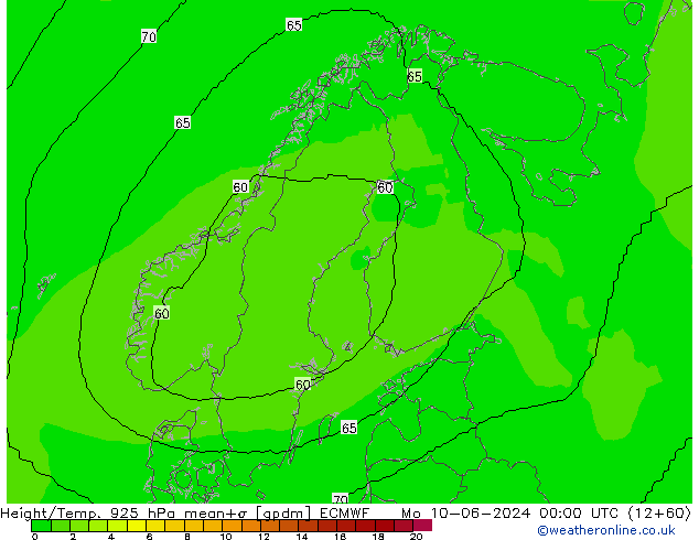 Height/Temp. 925 hPa ECMWF Mo 10.06.2024 00 UTC