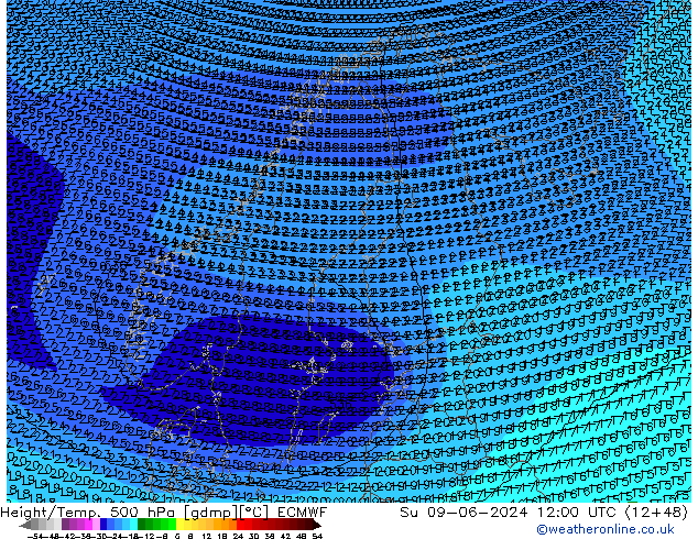 Height/Temp. 500 hPa ECMWF  09.06.2024 12 UTC