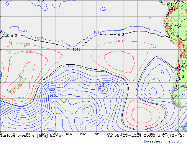 Luchtdruk (Grond) ECMWF za 08.06.2024 00 UTC