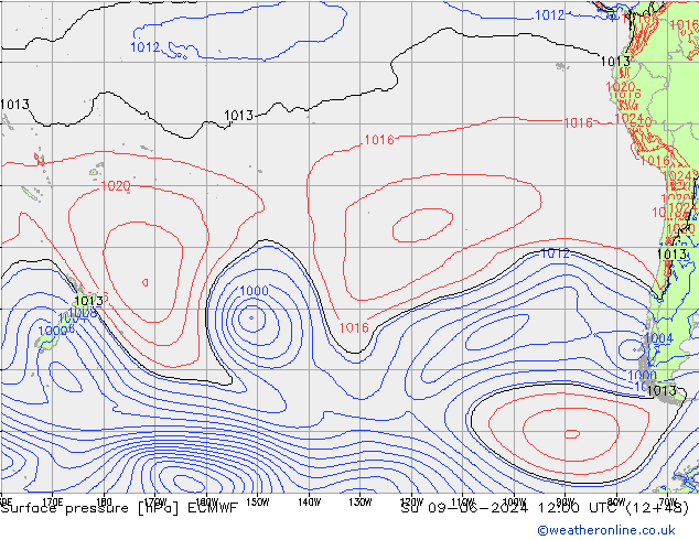 Yer basıncı ECMWF Paz 09.06.2024 12 UTC