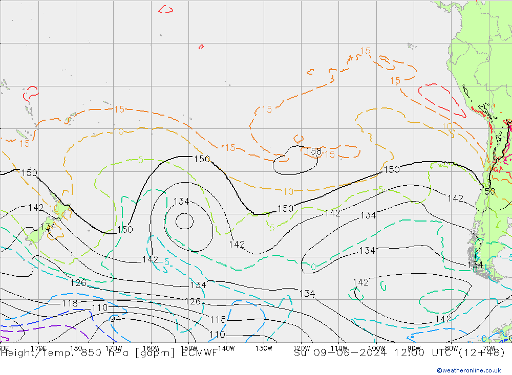 Height/Temp. 850 hPa ECMWF Ne 09.06.2024 12 UTC