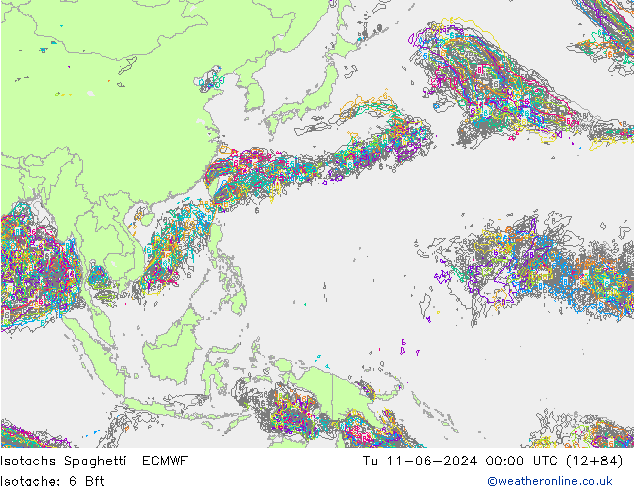 Isotachen Spaghetti ECMWF di 11.06.2024 00 UTC