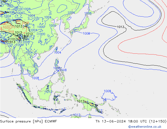 Bodendruck ECMWF Do 13.06.2024 18 UTC