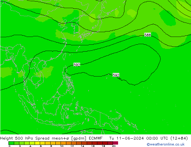 Geop. 500 hPa Spread ECMWF mar 11.06.2024 00 UTC