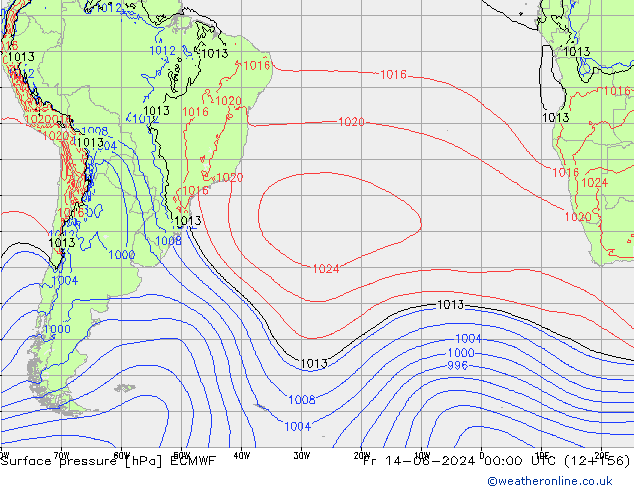 Surface pressure ECMWF Fr 14.06.2024 00 UTC