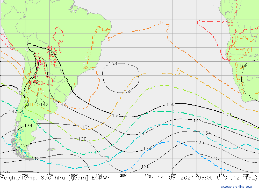 Height/Temp. 850 hPa ECMWF ven 14.06.2024 06 UTC