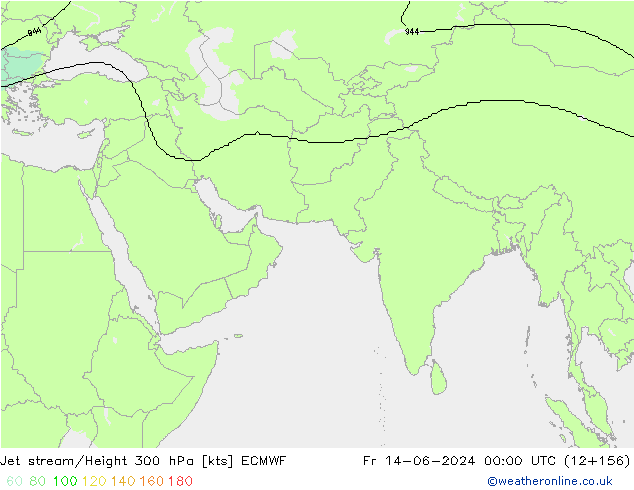 Jet stream/Height 300 hPa ECMWF Pá 14.06.2024 00 UTC