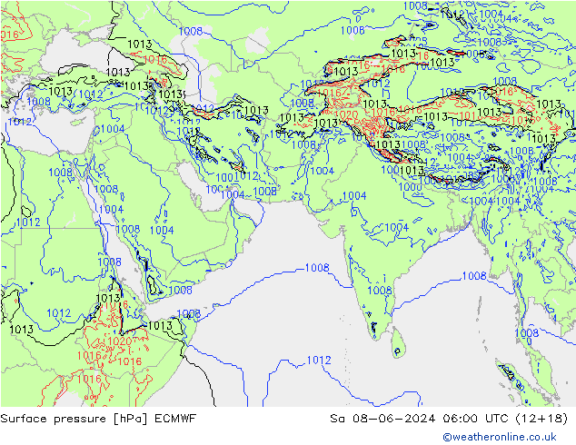 приземное давление ECMWF сб 08.06.2024 06 UTC