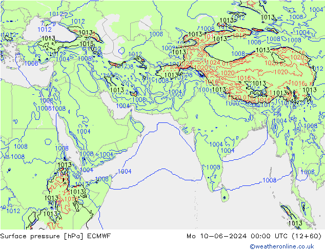 pressão do solo ECMWF Seg 10.06.2024 00 UTC