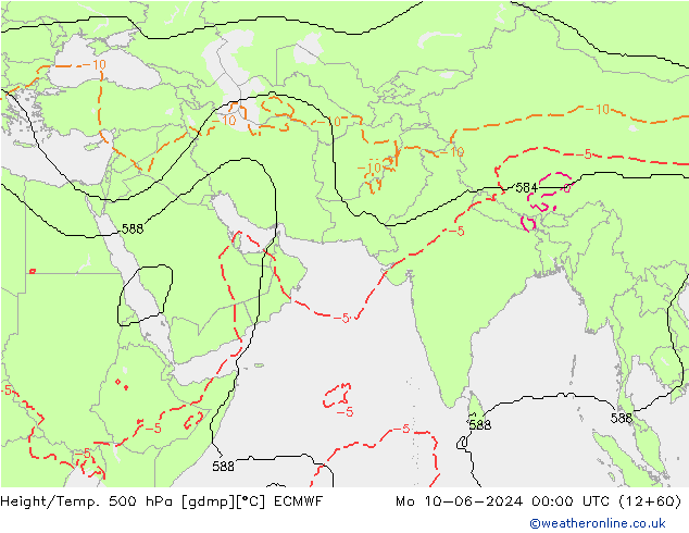 Height/Temp. 500 гПа ECMWF пн 10.06.2024 00 UTC