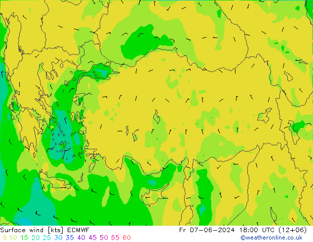 Vent 10 m ECMWF ven 07.06.2024 18 UTC