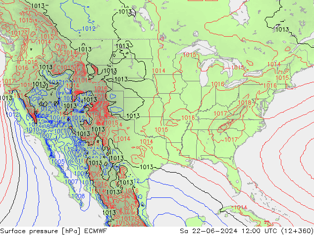 приземное давление ECMWF сб 22.06.2024 12 UTC