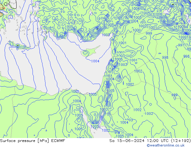 pressão do solo ECMWF Sáb 15.06.2024 12 UTC