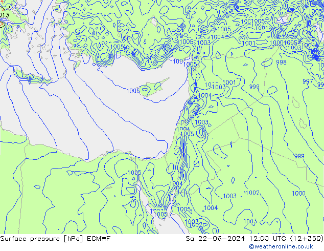 Surface pressure ECMWF Sa 22.06.2024 12 UTC