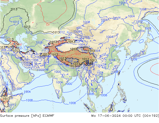 Yer basıncı ECMWF Pzt 17.06.2024 00 UTC