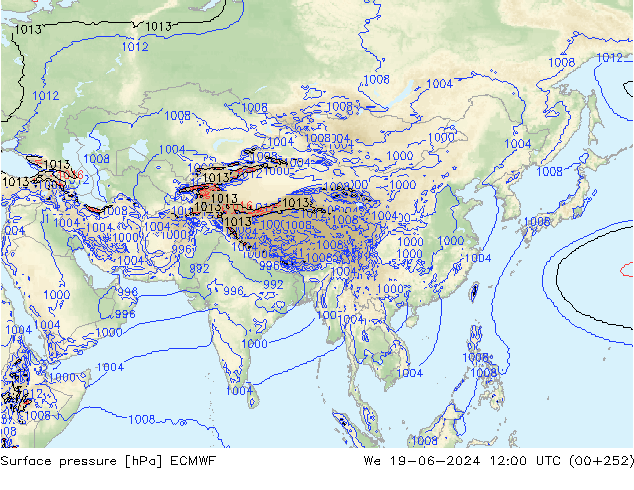 Yer basıncı ECMWF Çar 19.06.2024 12 UTC