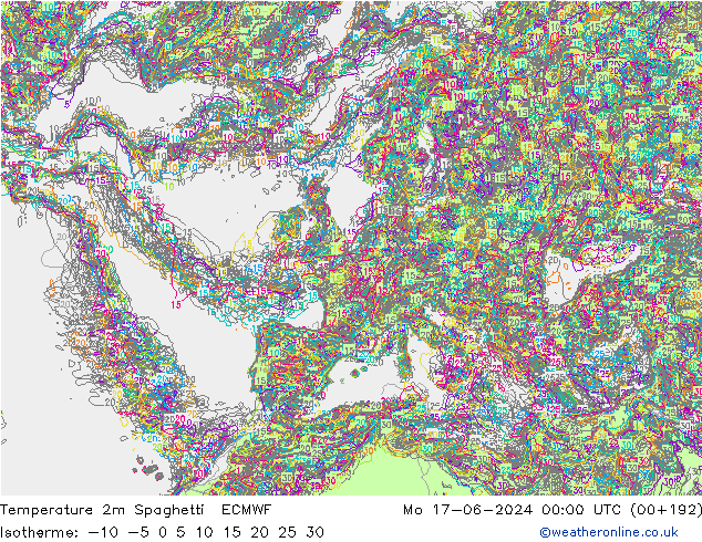 Temperaturkarte Spaghetti ECMWF Mo 17.06.2024 00 UTC