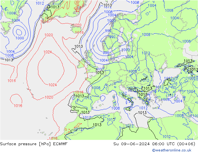 ciśnienie ECMWF nie. 09.06.2024 06 UTC