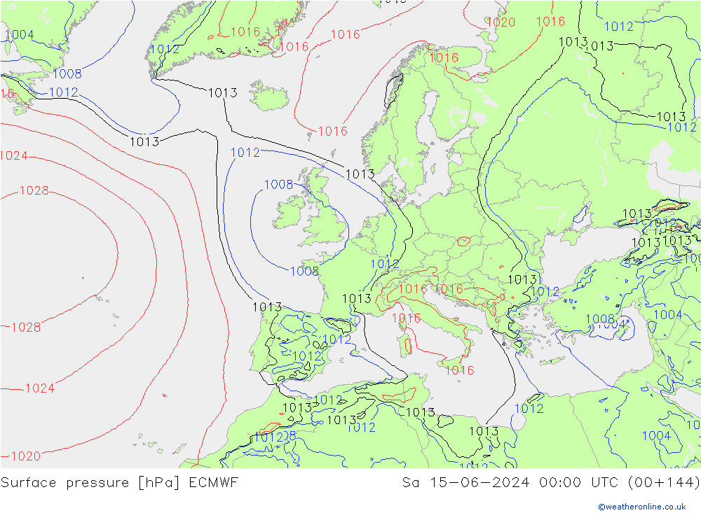 ciśnienie ECMWF so. 15.06.2024 00 UTC