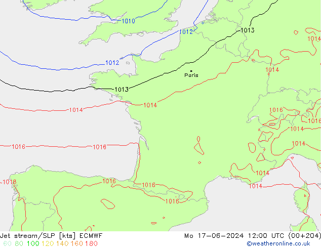 Courant-jet ECMWF lun 17.06.2024 12 UTC