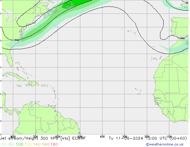 Straalstroom ECMWF di 11.06.2024 12 UTC