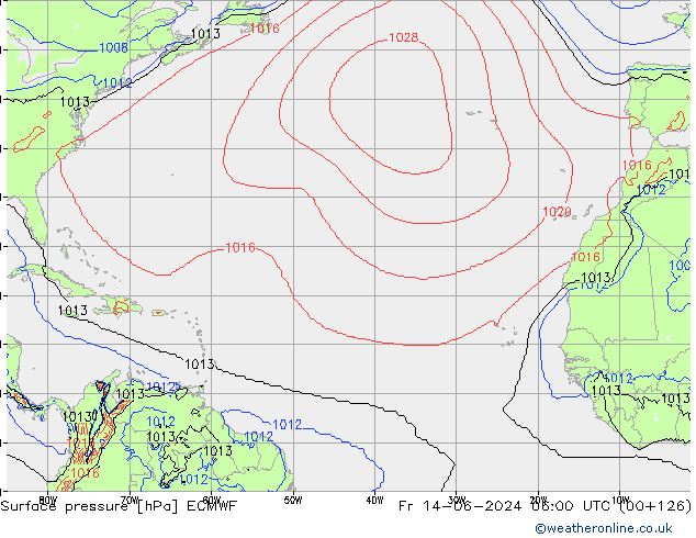 Yer basıncı ECMWF Cu 14.06.2024 06 UTC