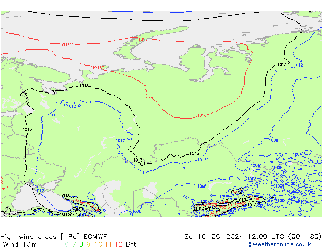 High wind areas ECMWF  16.06.2024 12 UTC