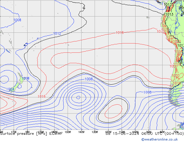 Surface pressure ECMWF Sa 15.06.2024 06 UTC