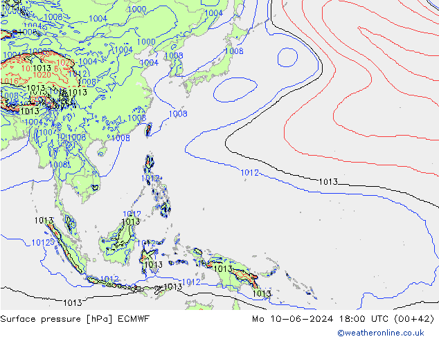 Yer basıncı ECMWF Pzt 10.06.2024 18 UTC
