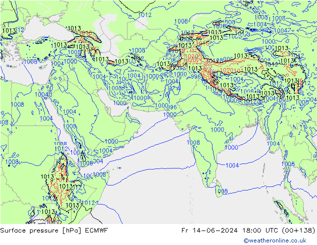ciśnienie ECMWF pt. 14.06.2024 18 UTC