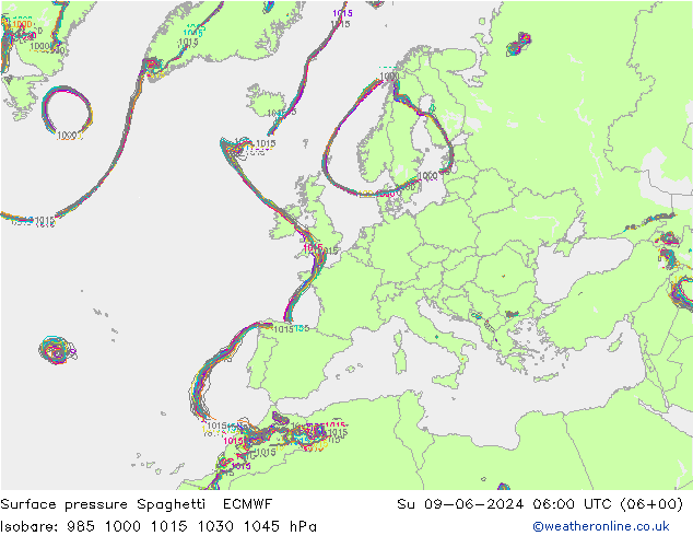 pression de l'air Spaghetti ECMWF dim 09.06.2024 06 UTC