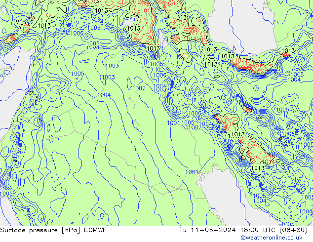 pressão do solo ECMWF Ter 11.06.2024 18 UTC