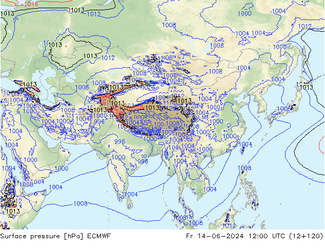 Pressione al suolo ECMWF ven 14.06.2024 12 UTC