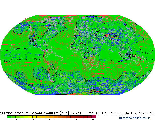 Bodendruck Spread ECMWF Mo 10.06.2024 12 UTC