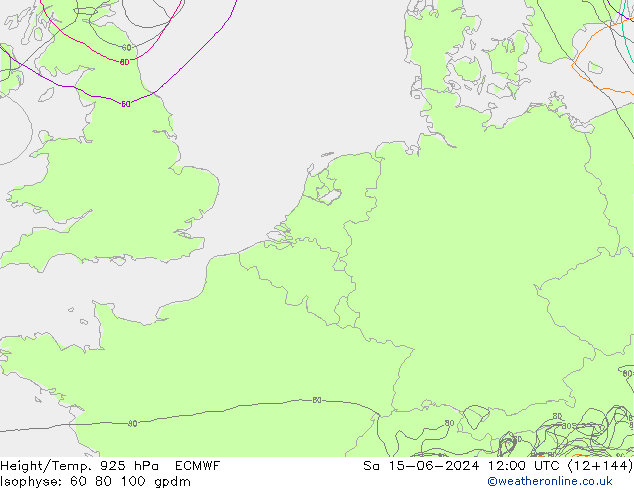 Height/Temp. 925 hPa ECMWF Sáb 15.06.2024 12 UTC