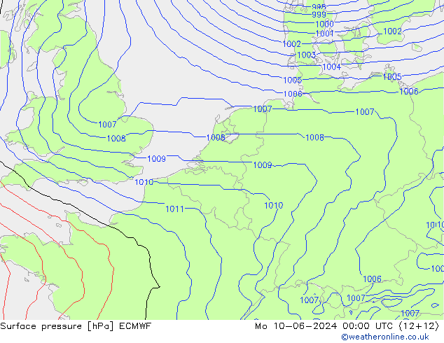 pression de l'air ECMWF lun 10.06.2024 00 UTC