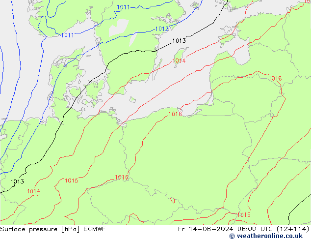 pression de l'air ECMWF ven 14.06.2024 06 UTC